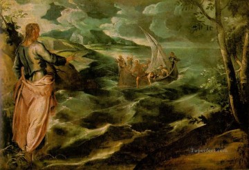  italie - Christ à la mer de Galilée italien Tintoretto